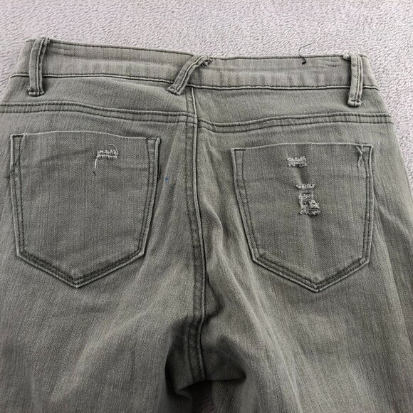 Bamboo Womens Jeans Size 3/4 Distressed Skinny Ankle Casual Classic Green Denim - Picture 11 of 15